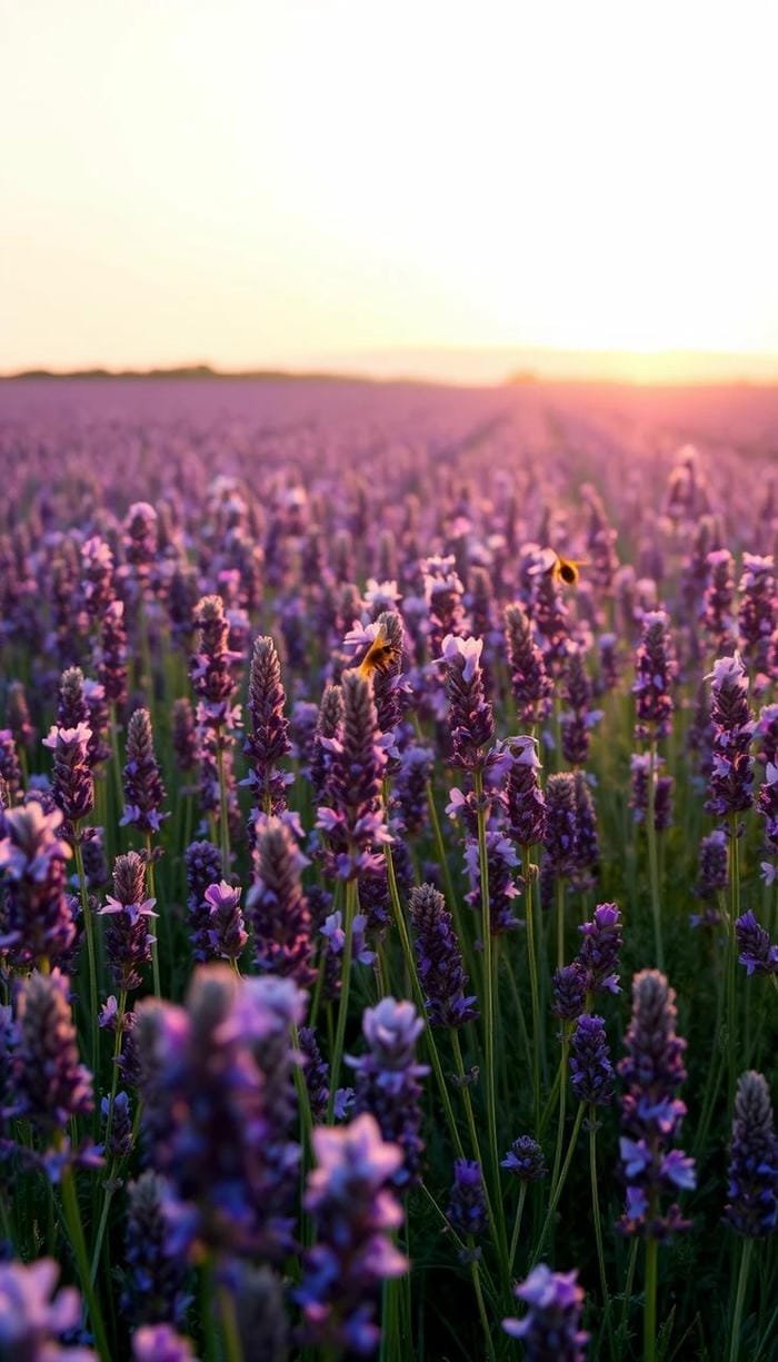 ảnh cánh đồng hoa lavender bình yên thơ mộng