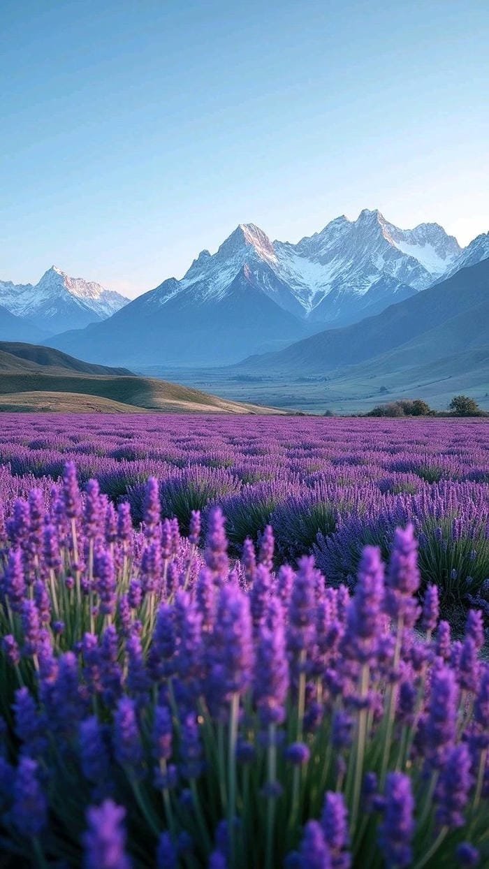 ảnh cánh đồng hoa lavender mùa nở rộ