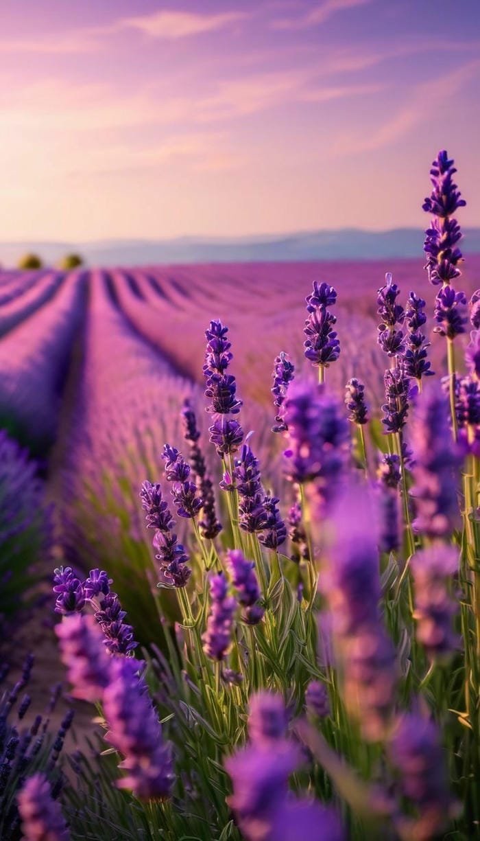ảnh cánh đồng hoa lavender phong cách châu âu