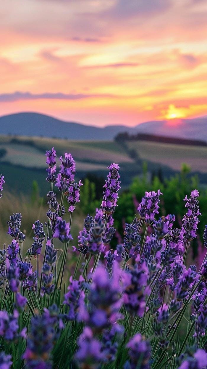 ảnh cánh đồng hoa lavender view cực chill