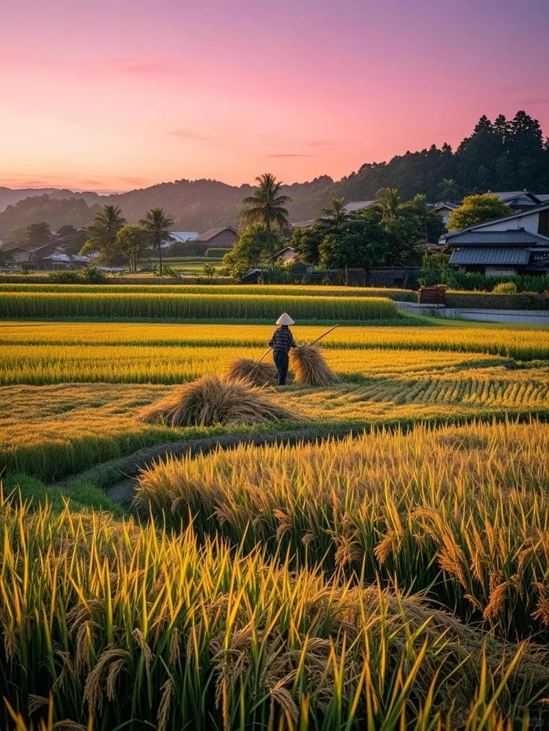 ảnh cánh đồng lúa chín vàng ấn tượng