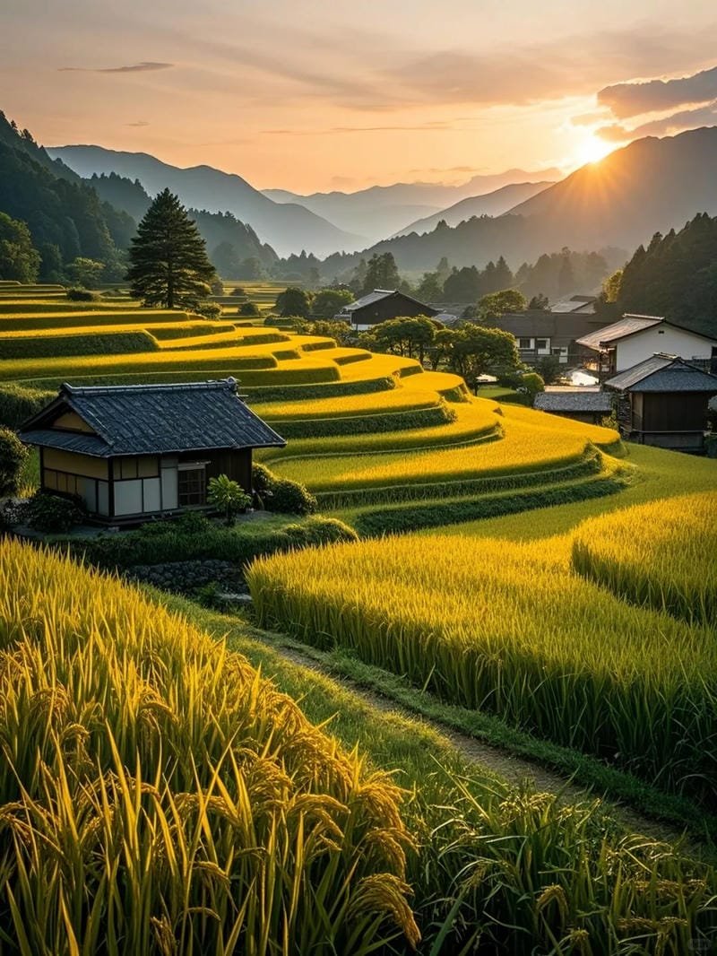 ảnh cánh đồng lúa chín vàng lãng mạn