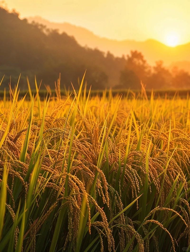 ảnh cánh đồng lúa chín vàng thanh bình