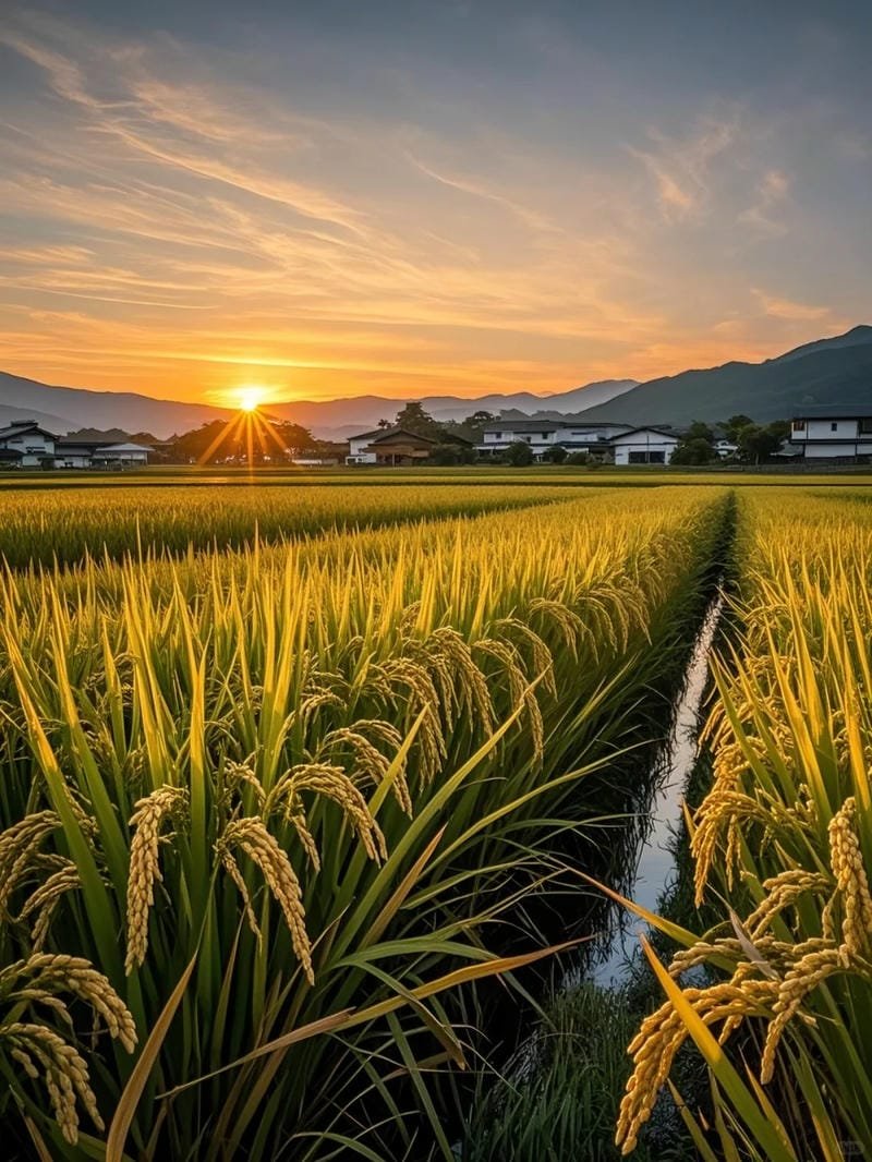 ảnh cánh đồng lúa chín vàng thiên nhiên