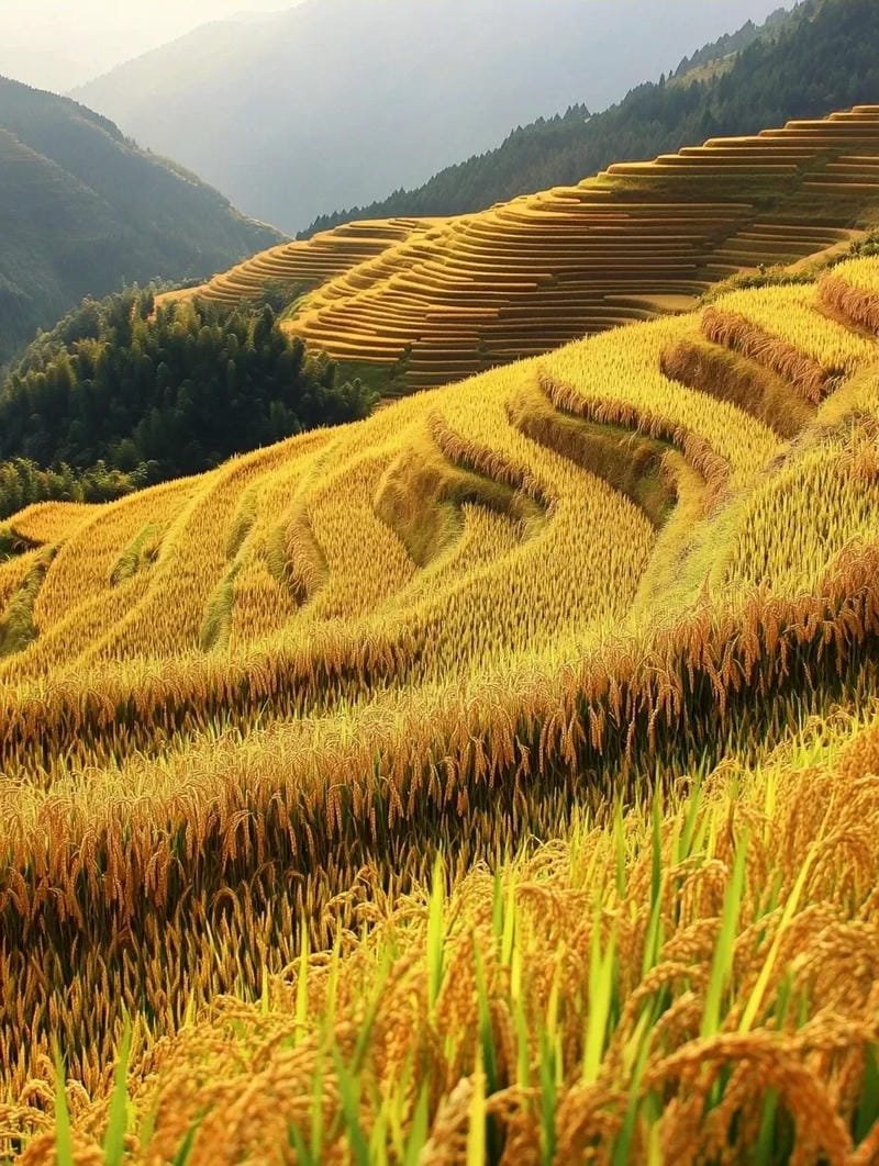 ảnh cánh đồng lúa chín vàng xa xa