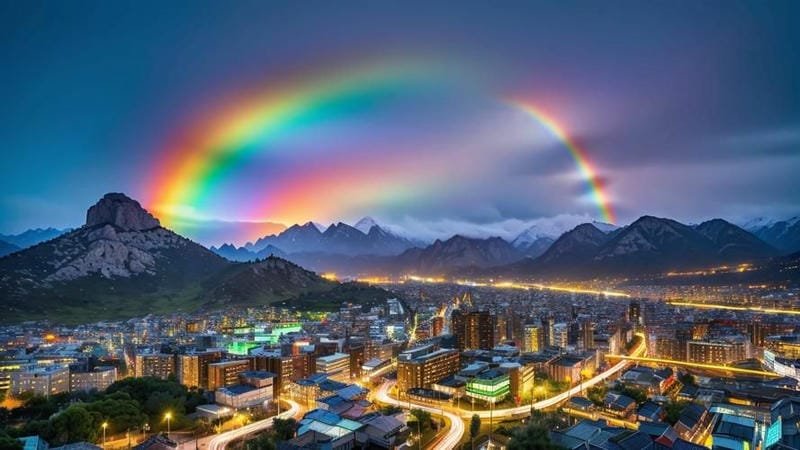 ảnh cầu vồng huyền bí giữa bầu trời