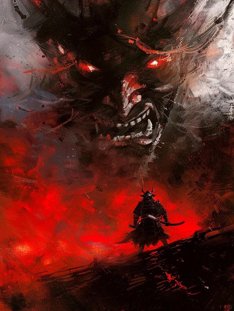 ảnh chiến binh samurai dưới mưa