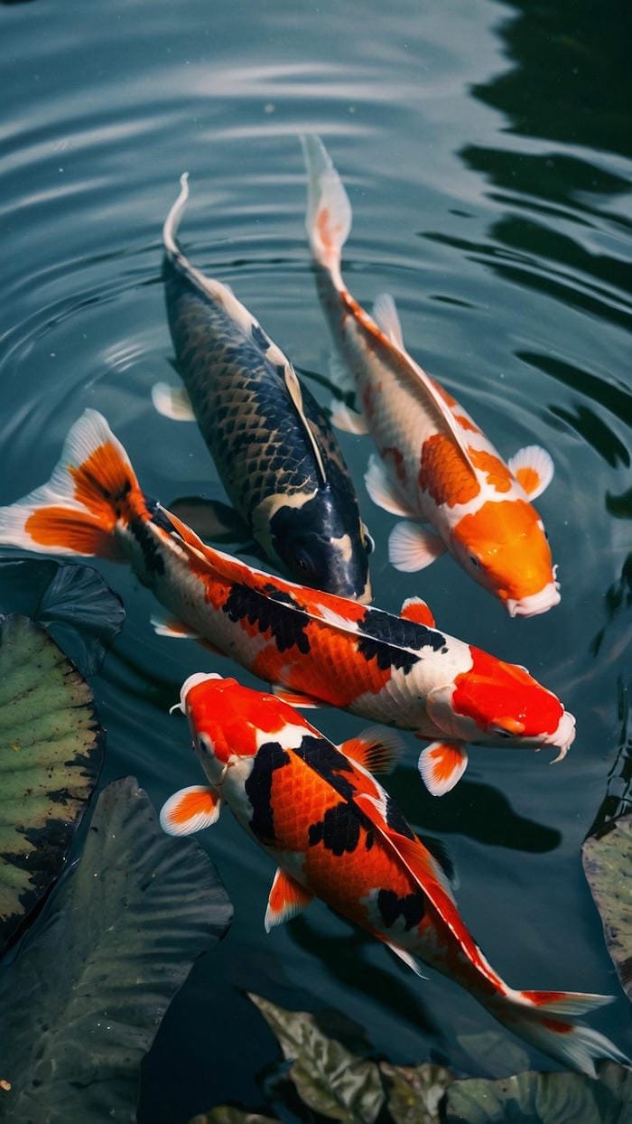 ảnh con cá koi bơi đầy sinh động