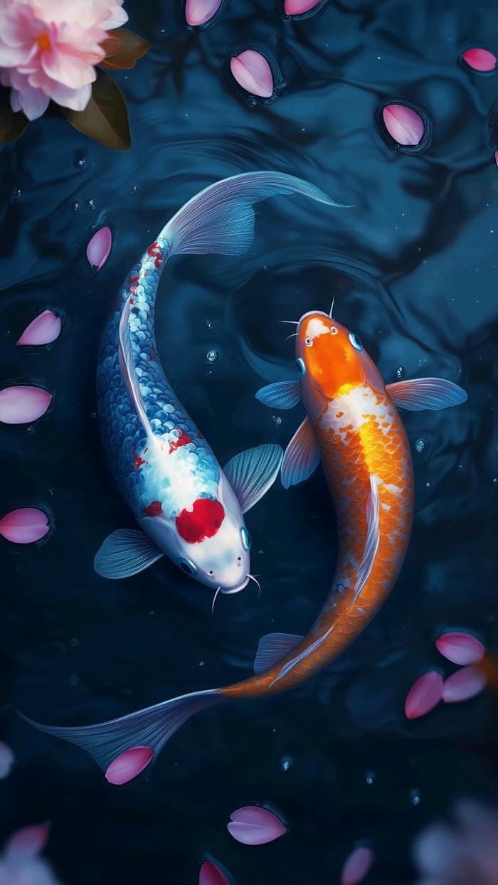 ảnh con cá koi bơi trong hồ