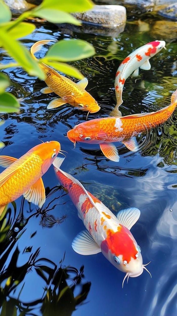 ảnh con cá koi đen huyền bí