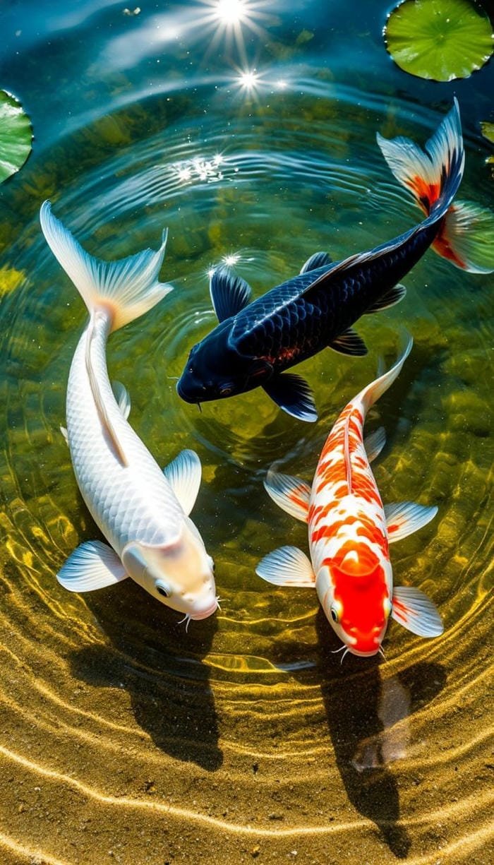 ảnh con cá koi đẹp giữa thiên nhiên