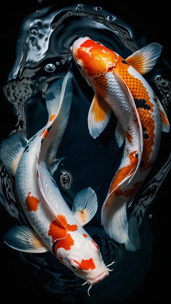 ảnh con cá koi dưới ánh nắng
