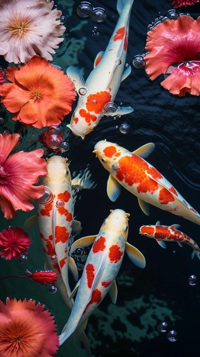 ảnh con cá koi màu cam nổi bật