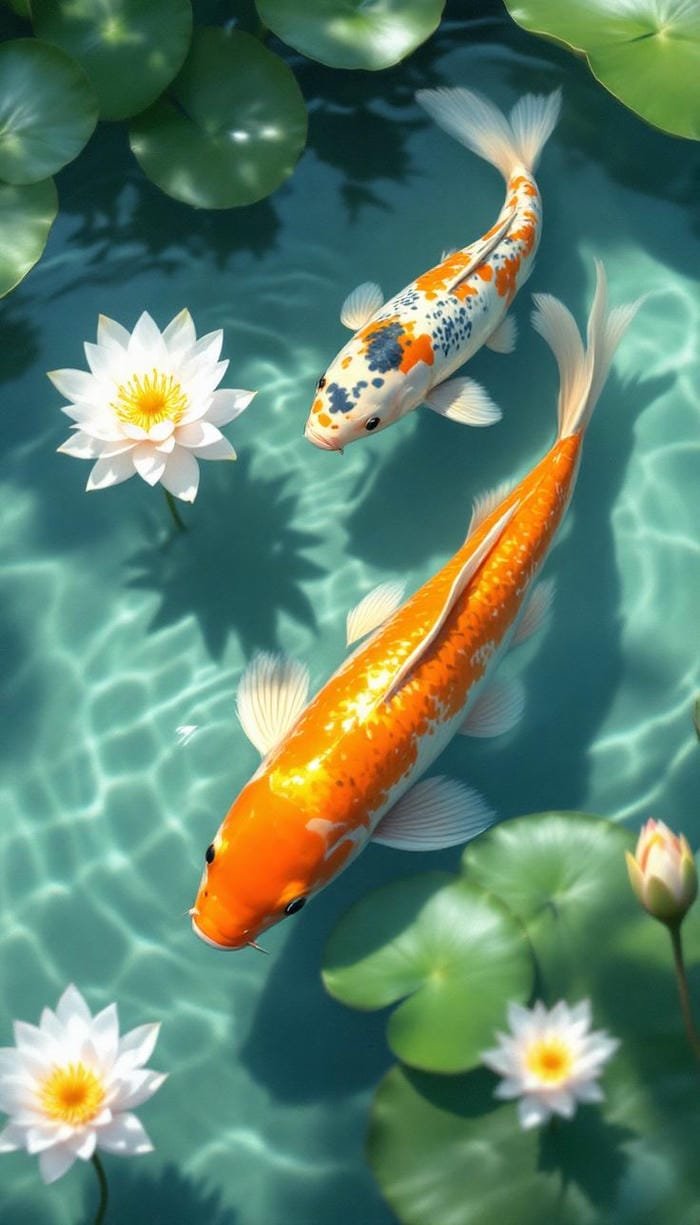 ảnh con cá koi phong cảnh thiên nhiên