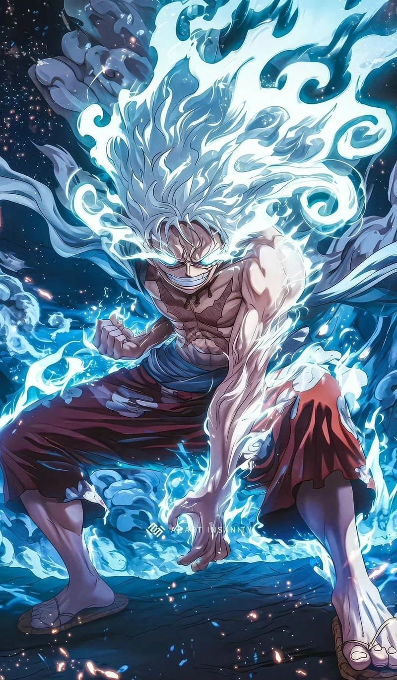 ảnh luffy gear 5 năng lượng bùng nổ