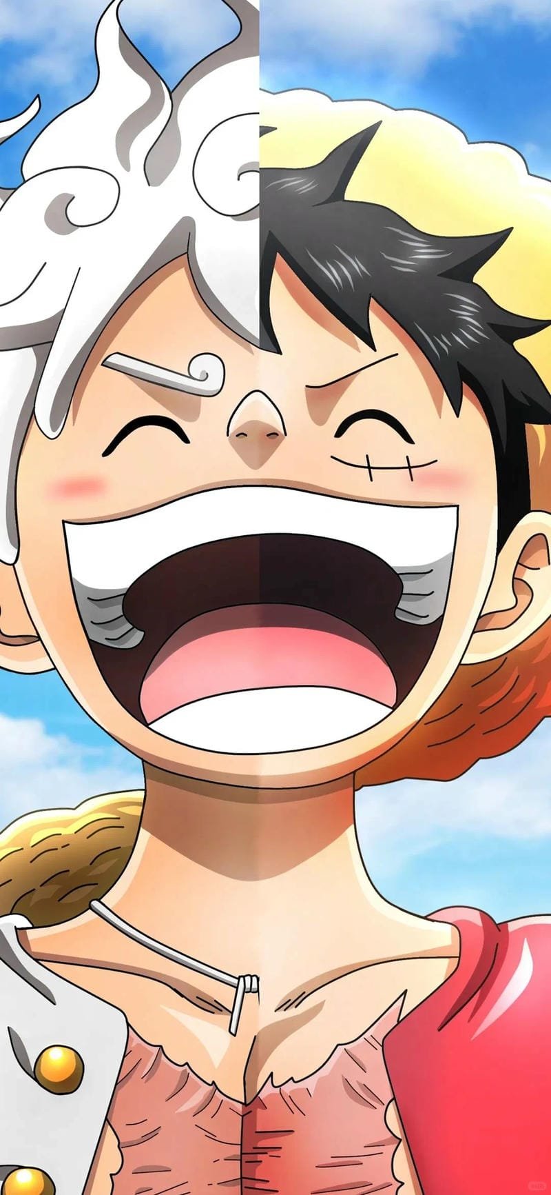 ảnh luffy gear 5 nền đen huyền bí