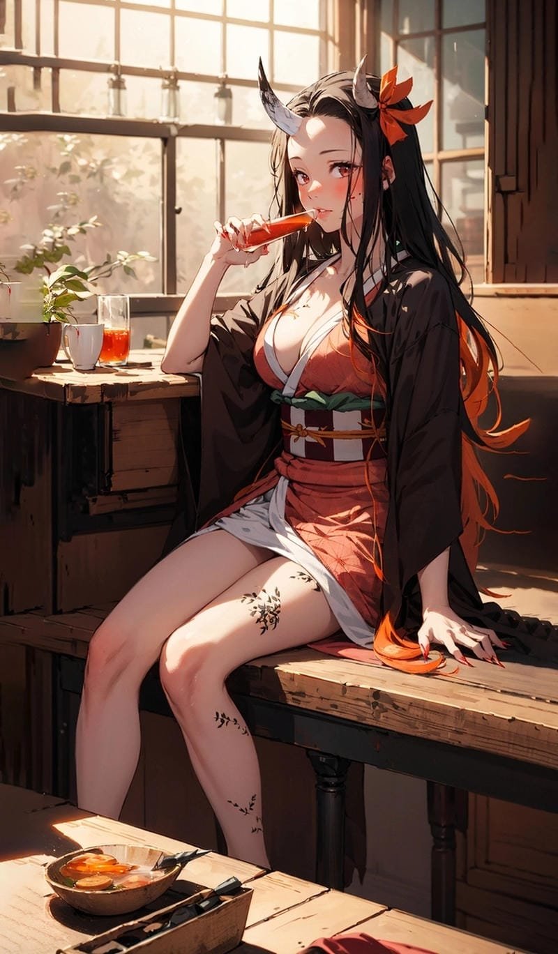 ảnh nezuko sexy nét đẹp đầy mê hoặc