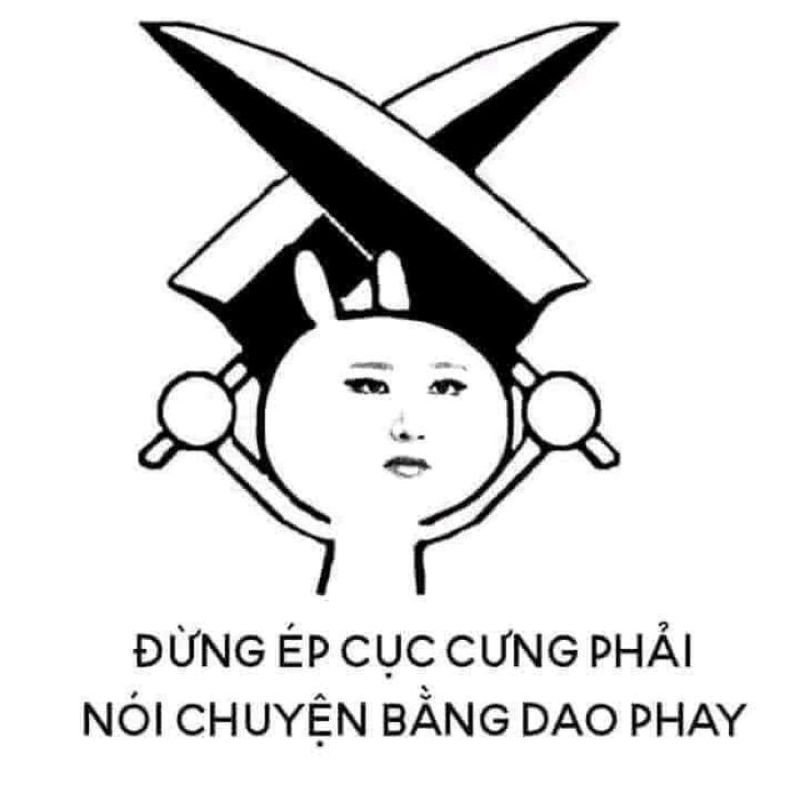 meme cầm dao đầy vẻ nguy hiểm