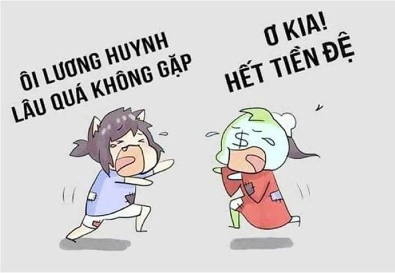 meme hết tiền khi lương vừa về