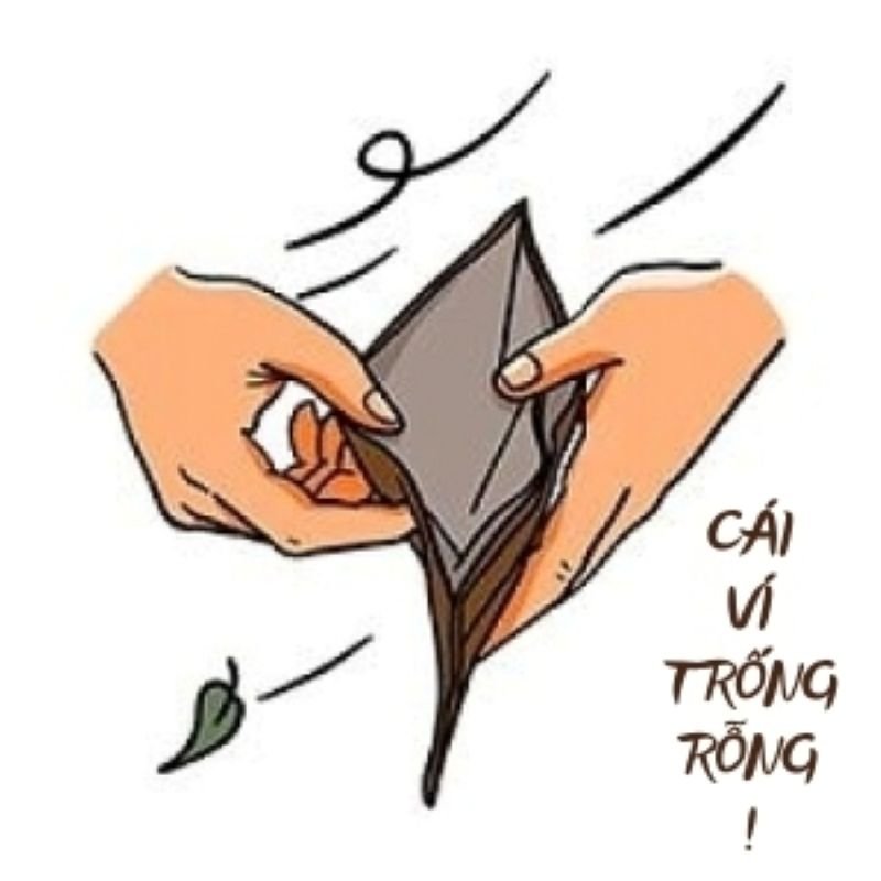 meme hết tiền ví mỏng lòng đau
