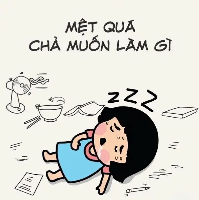 meme mệt mỏi không còn sức lực