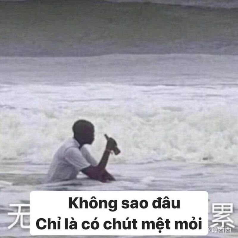 meme mệt mỏi tâm trạng chán nản