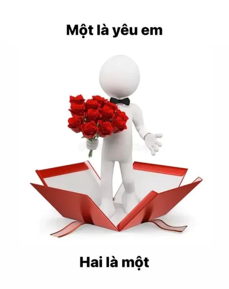 meme tặng hoa đáng yêu dành cho nàng