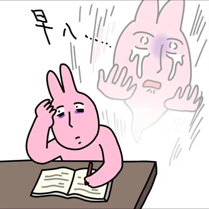meme thỏ hồng biểu cảm bá đạo