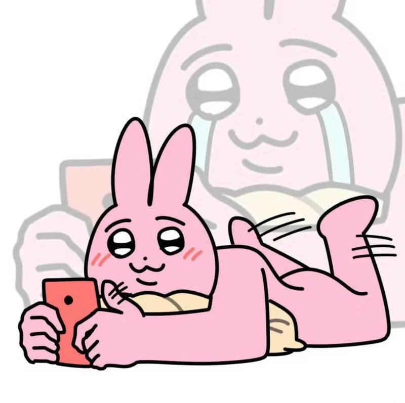 meme thỏ hồng biểu cảm cực lầy