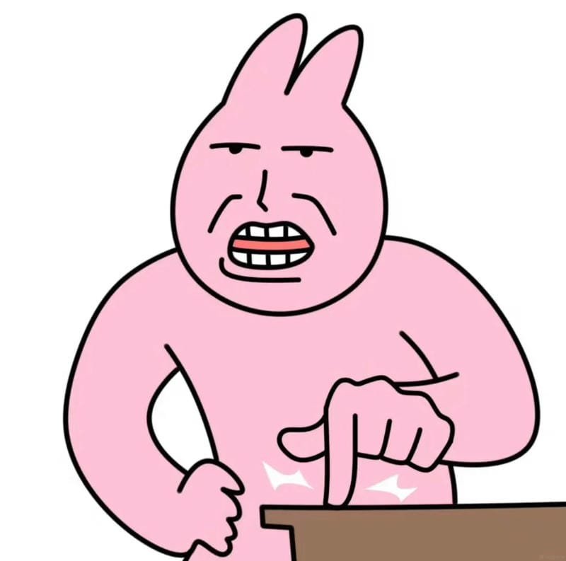 meme thỏ hồng biểu cảm siêu đáng yêu