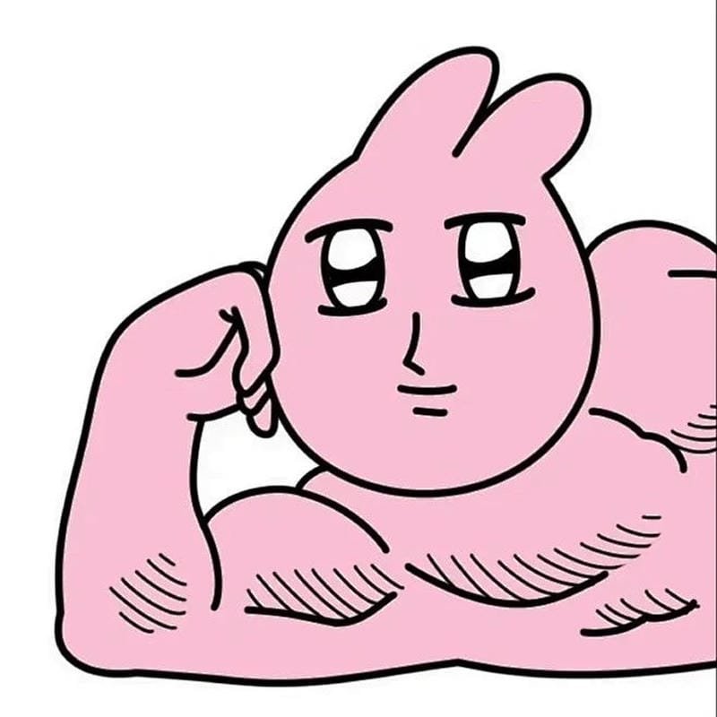 meme thỏ hồng ngơ ngác dễ thương